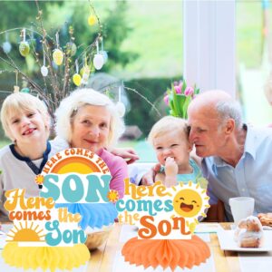 Here Comes The Son Honeycomb Centerpieces Here Comes The Son Baby Shower Decorations 13Pcs Sun Centerpieces for Table Sunshine Baby Shower Supplies Boho Sun Rainbow Party Table Decoration