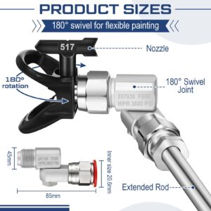 Lanties 8 Pieces Airless Paint Sprayer Gun Tip Extension Pole Rod Set for Airless Spray Gun Painting with Swivel Joint Reversible Spray Tips and Nozzle Tip Guard Protector (8,12,20,30,39 Inches)