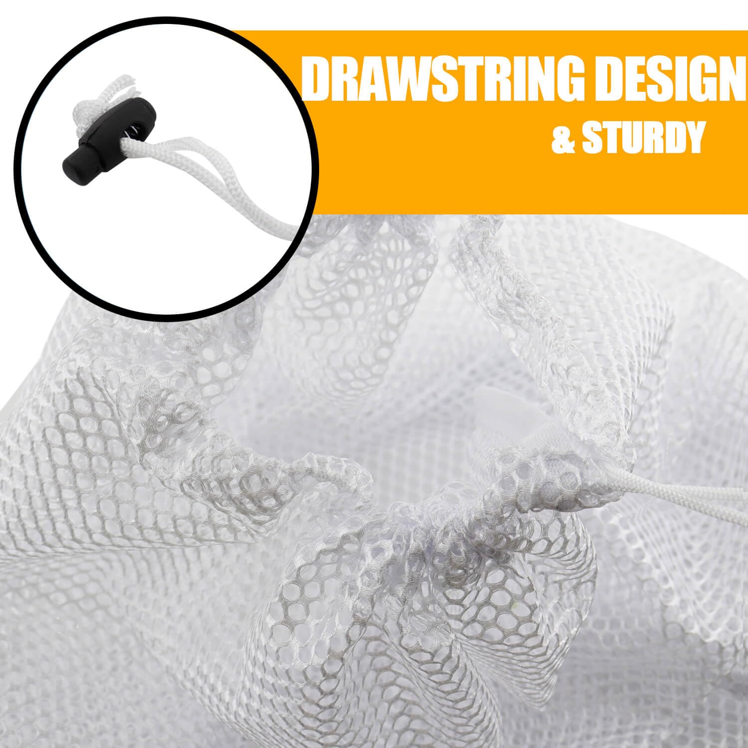 4 pcs Commercial Mesh Laundry Bag - Sturdy Mesh Material with Drawstring Closure. Ideal Machine Washable Mesh Laundry Bag for Factories, College, Dorm and Apartment Dwellers(4Set-M,L,XL,XXL)