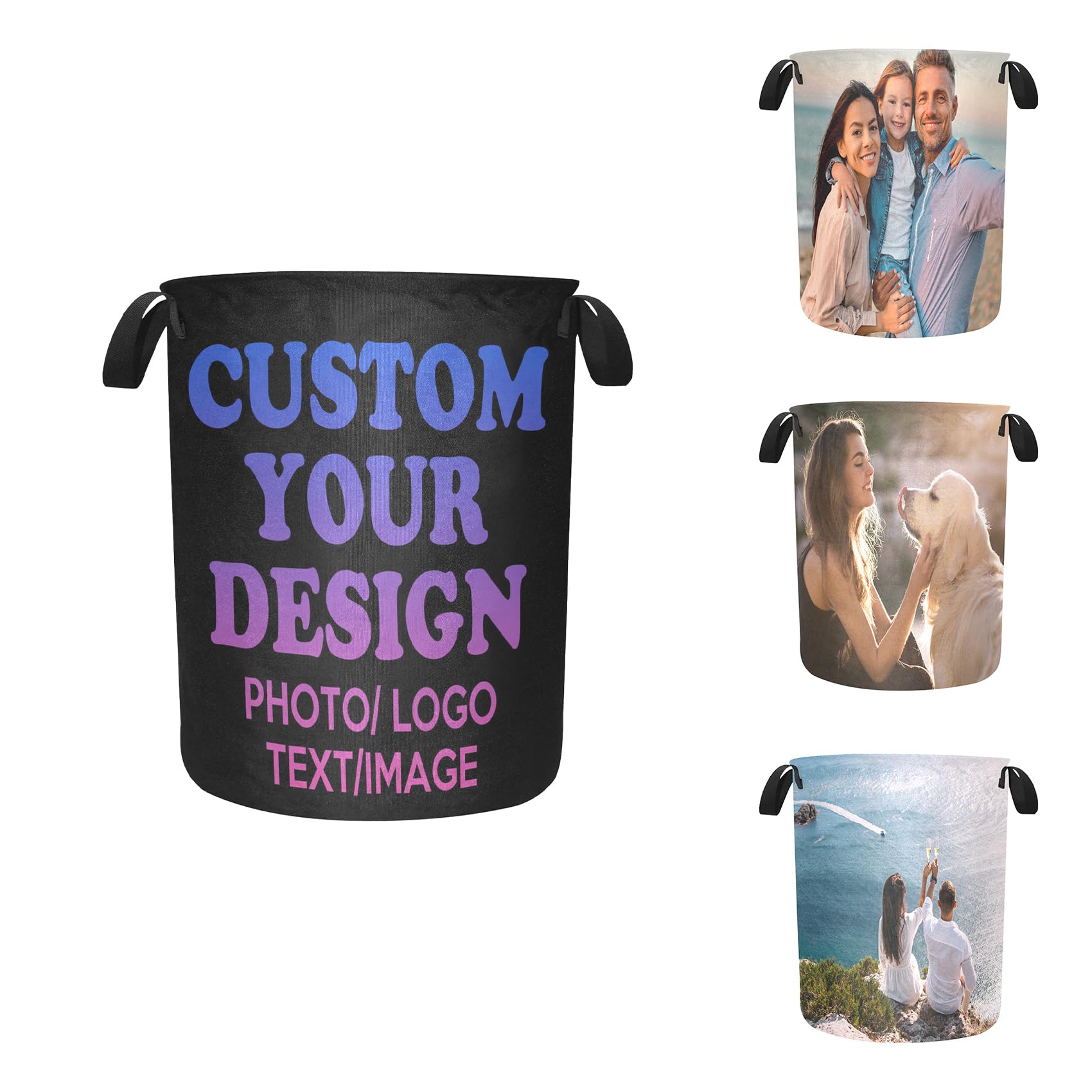 Personalized Photo Laundry Hampers Custom Laundry Basket Design Your Photo Text Logo Clothes Hamper for Dormitory Home Bathroom Hotel