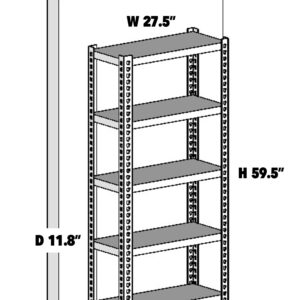 5 Tier Adjustable Steel Powder Coated Rack Storage Shelving with Engineered Wood Shelves. for Indoor Storage in garages, basements, Kitchens, etc. Two Sizes. (Green, 11.8" D x 27.5" W x 59.5" H)