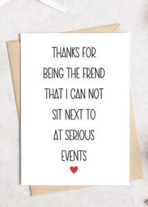 teemi-funny card for friend, best friend birthday card, funny bestie birthday day card, thank you card, card for him her them cannot sit next to