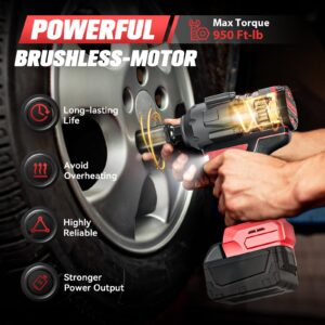 Cerycose Cordless Impact Wrench 1/2 inch for Milwaukee 18V Battery, 900Ft-lbs (1200N.m) Brushless High Torque Impact Gun (No Battery)