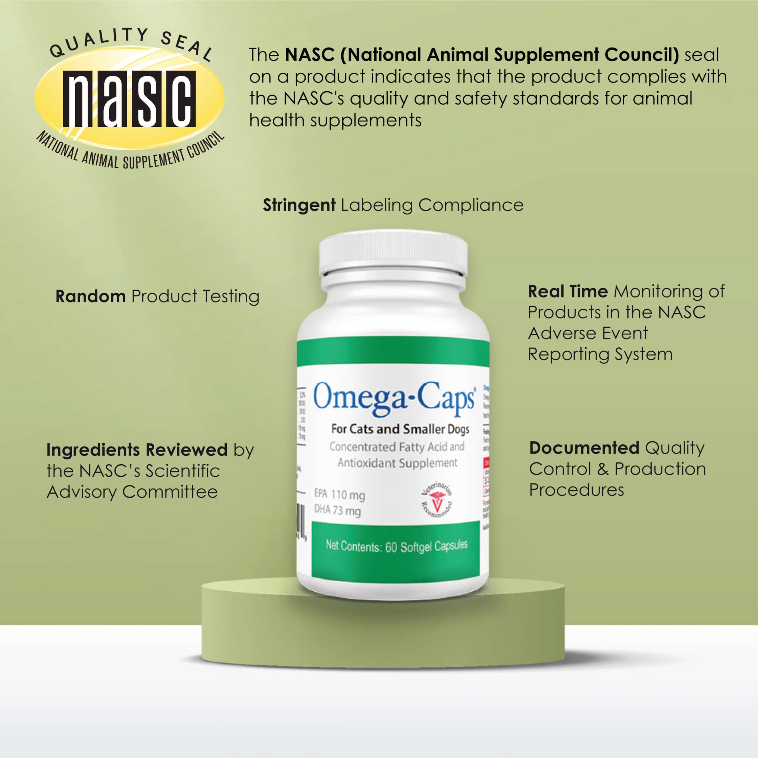 Omega-Caps for Cats and Small Breeds - Omega 3, Vitamins, Minerals, Antioxidants - Support Immune System, Joints, Heart, and Brain - 60 Softgel Capsules