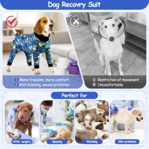 Etdane Dog Onesie Surgery Recovery Suit for Female Male Dogs After Spayed Suit Surgical Recovery Suit Anti Shedding Body Suit for Small Medium Large Dog Dinosaurs/L