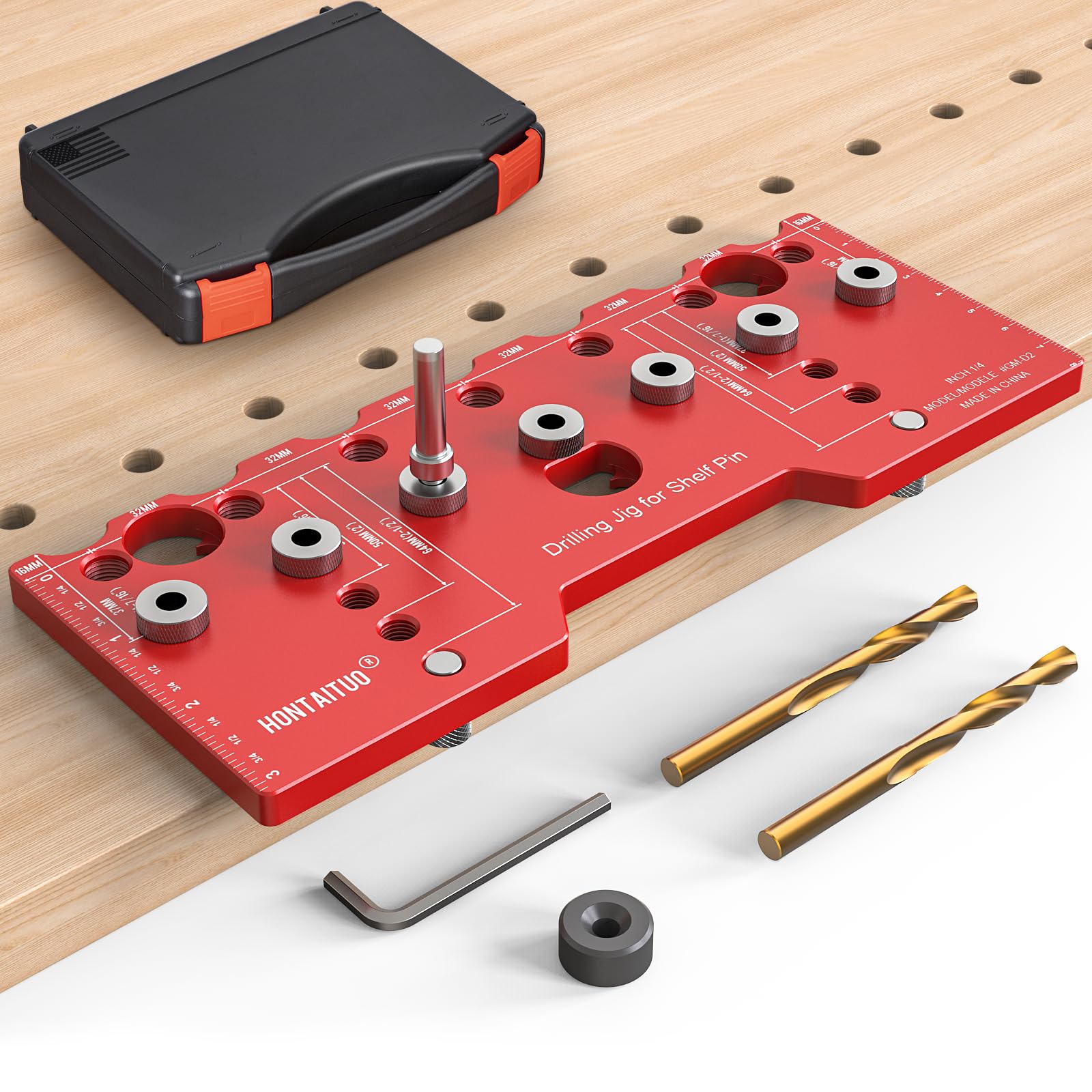 Shelf Pin Jig,1/4 Inch Shelf Pin Drilling Jig,Aluminum Alloy Cabinet Hole Drilling Template For Woodworking,Cabinet Hardware Jig