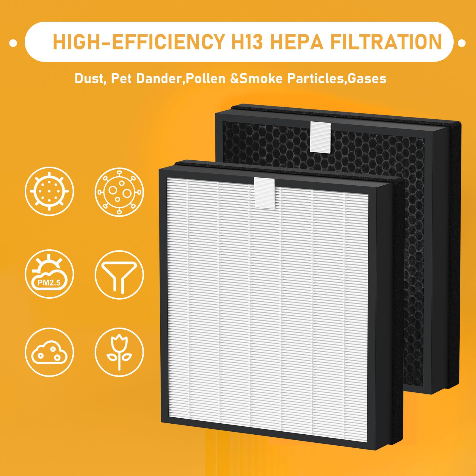 Allisfresh CFX-H1401 True HEPA Filter Replacement Kit Compatible with Samsung Bespoke Cube CFX-H1401/AA Air Cleaner Purifiers, (AX350A9350G/AA, AX350A9350N/AA), 1 Set