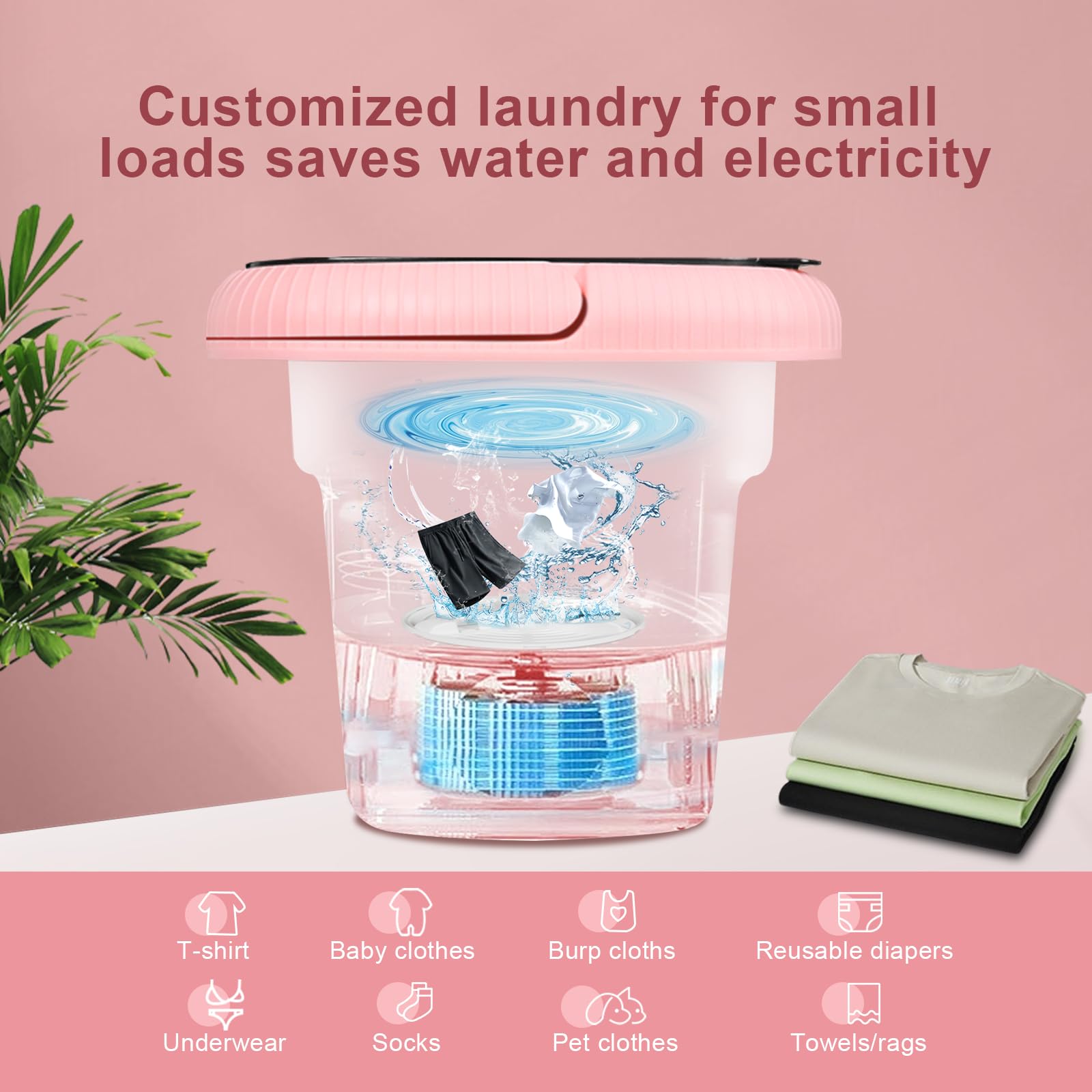 Portable Washing Machine, Mini Washer, 6.5L Foldable Mini Washing Machine with 3 Modes Deep Cleaning of Baby Clothes, Burp Cloths, Underwear, Socks, Shirt for Apartment, Dorm, RV Travel Laundry