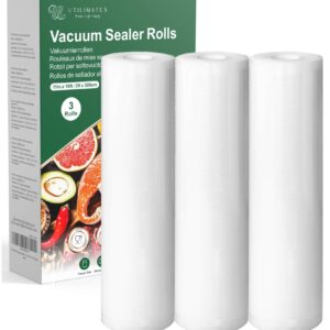 UTILIMATES Vacuum Sealer Bags for Food, BPA-free Puncture Prevention Heavy Duty Vacuum Sealer Bags Rolls 11 Inch 16 Feet 3-pack, Ideal for Custom Fit Food Saver, Seal a Meal, or Sous Vide