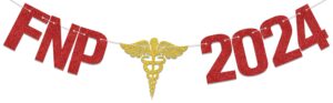 fnp 2024 banner, nurse graduation decorations, nursing school survivor, masters degree graduation decor supplies red gold