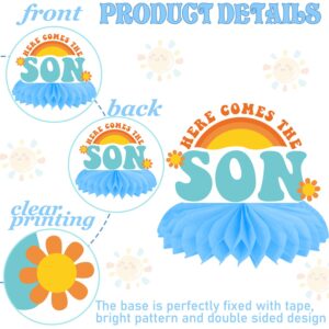 Here Comes The Son Honeycomb Centerpieces Here Comes The Son Baby Shower Decorations 13Pcs Sun Centerpieces for Table Sunshine Baby Shower Supplies Boho Sun Rainbow Party Table Decoration