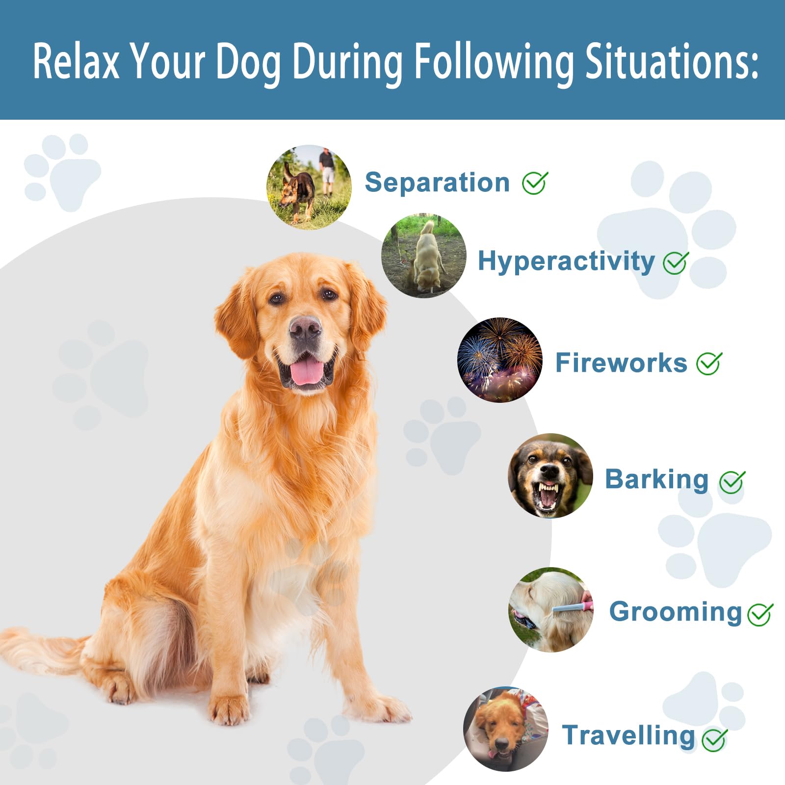 Calming Chews for Dogs Organic, Hemp Dog Relaxing Treats for Anti Anxiety Stress Bites, Car Sickness Pain Relief Separation Ease, Puppies Soft Chews Canine Pup Calm Care Health Treatment Supplies