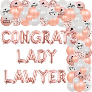 law school graduation party decoration 2025 - rose gold lawyer grad congrats lady lawyer balloon banner rose gold white congrats balloon garland arch kit for law day decor future lawyer party supplies