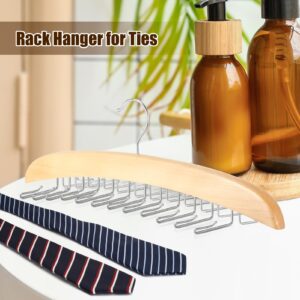 Tie Rack Hanger for Closet,360 Degree Rotating Tie Holder Organizer with 24 Folding Hooks,Wooden Men's Neck Tie Organizer Storage for Belts Tank Tops Scarves