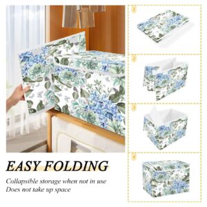 ALAZA Floral Flowers and Leaves Storage Bins with Lids,Fabric Storage Boxes Baskets Containers Organizers for Clothes and Books