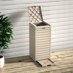 ROJIK Outdoor Waste Bin - Waterproof Resin Garbage Can, Durable and Stylish Outdoor Trash Can