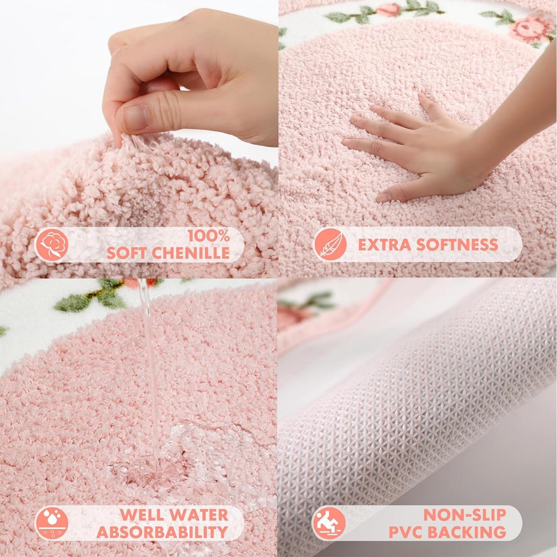 Soft Floral Area Rug Washable Elegant Shabby Rose Rug Non Slip Living Room Floor Rugs Shaggy Carpet for Bedroom (31.5''x47.2'', Pink)