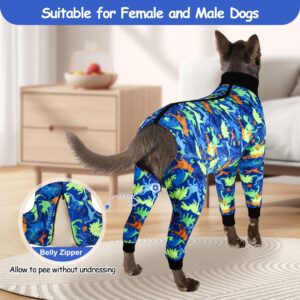 Etdane Dog Onesie Surgery Recovery Suit for Female Male Dogs After Spayed Suit Surgical Recovery Suit Anti Shedding Body Suit for Small Medium Large Dog Dinosaurs/L