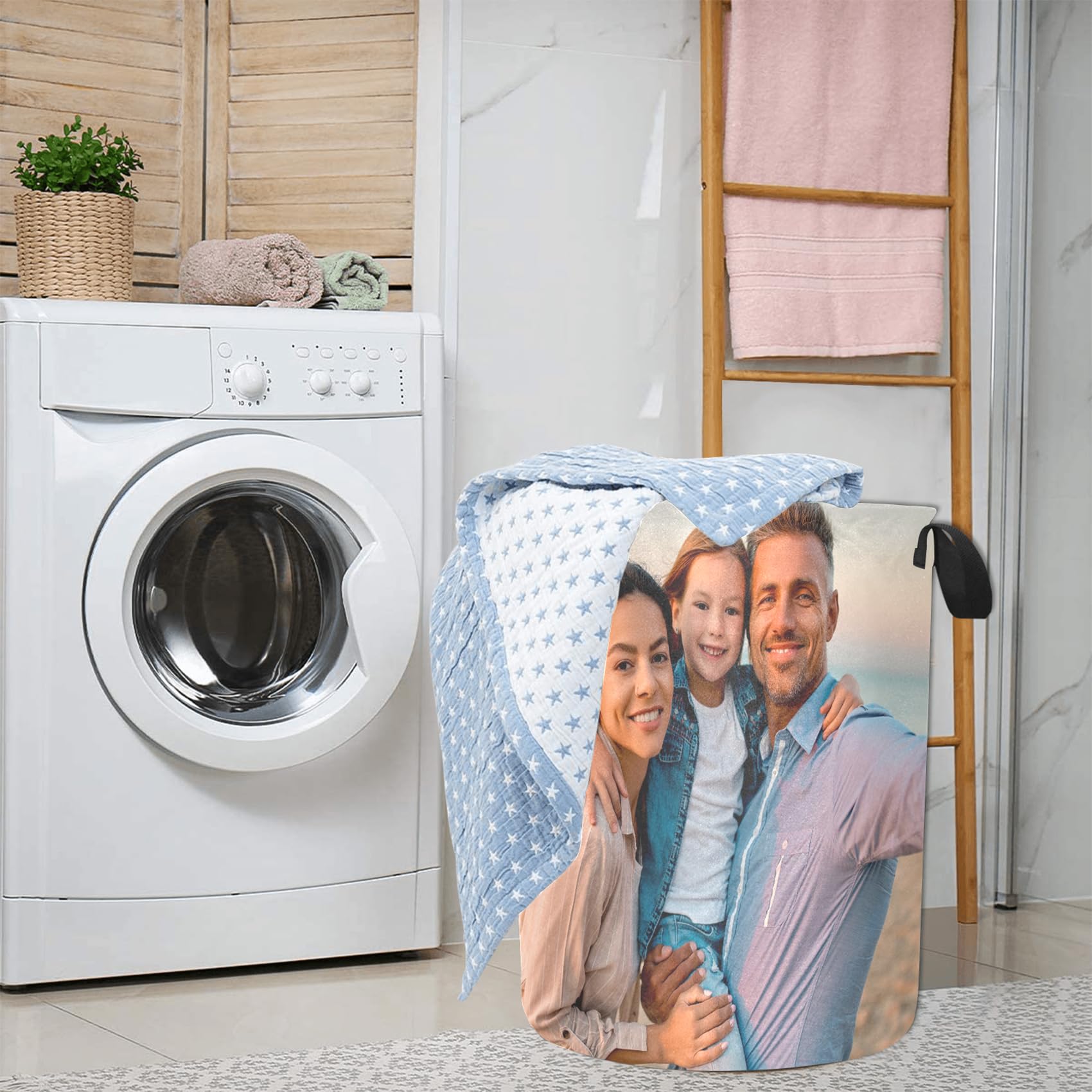 Personalized Photo Laundry Hampers Custom Laundry Basket Design Your Photo Text Logo Clothes Hamper for Dormitory Home Bathroom Hotel