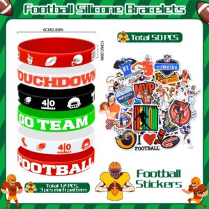 BOIKOKY 122Pcs Football Party Favors Football Goodie Bags Stuffers with Stress Ball Keychain Tattoo Sticker Silicone Bracelet for Football Birthday Party Supplies