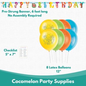 Unique Cocomelon Birthday Party Decorations Bundle - Plastic Cocomelon Backdrop, Cocomelon Banner, Balloons, Checklist - Cocomelon Party Supplies