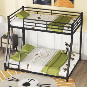 Bellemave Twin Over Full bunk Bed，Metal Floor Bunk Bed, Bunk Bed for Kids, Adults, Bunk Bed for Boys, Girls, Adult bunk beds Heavy Duty, Black