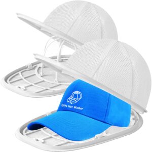 hat washer cage hat cleaner, hat washer for baseball caps for washing machine or dishwasher, ball cap washer frame for flat & curved hats.2-pack white