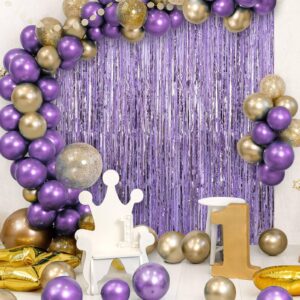 TOTAFAM 2 Pack Fringe Curtains Backdrops, Foil Fringe Curtains, Door Streamers for Birthday Wedding Bridal Shower Holiday Graduation Party Decorations, Photo Booth Backdrops Light Purple