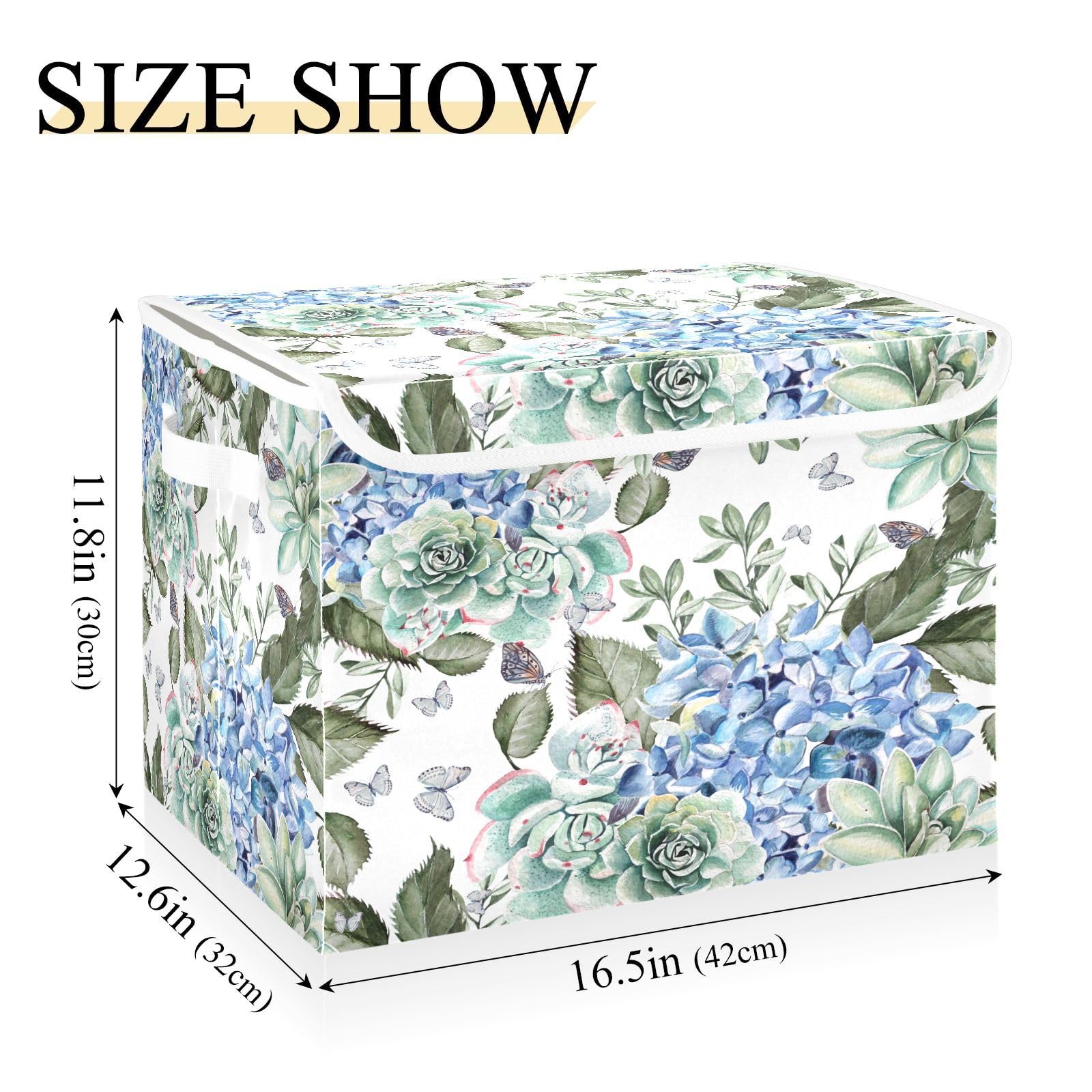 ALAZA Floral Flowers and Leaves Storage Bins with Lids,Fabric Storage Boxes Baskets Containers Organizers for Clothes and Books