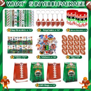 BOIKOKY 122Pcs Football Party Favors Football Goodie Bags Stuffers with Stress Ball Keychain Tattoo Sticker Silicone Bracelet for Football Birthday Party Supplies