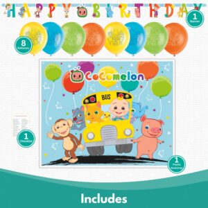 Unique Cocomelon Birthday Party Decorations Bundle - Plastic Cocomelon Backdrop, Cocomelon Banner, Balloons, Checklist - Cocomelon Party Supplies