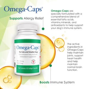 Omega-Caps for Cats and Small Breeds - Omega 3, Vitamins, Minerals, Antioxidants - Support Immune System, Joints, Heart, and Brain - 60 Softgel Capsules