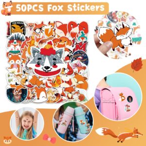 BOIKOKY 110Pcs Fox Birthday Decorations Fox Party Favors with Slap Bracelets Keychain Temporary Tattoo Stickers Badges Gift Bags for Kids Woodland Baby Shower Jungle Safari Party Supplies