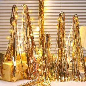 Simgoing 48 Pcs Lighted Wedding Fairy Wands LED Foil Tinsel Wedding Wands Sticks LED Light Up Wand Stick Glow in The Dark Flashing Wands Sparklers for Wedding Birthday Party Favors(Champagne)