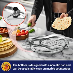 Vivicreate 8 Inch Tortilla Press, Tortilladora Press, Aluminum Tortilla Press, Flour Tortilla Press, Rotis Press, Quesadilla press, Taco Maker (Silver)