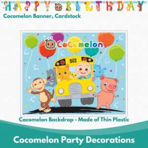 Unique Cocomelon Birthday Party Decorations Bundle - Plastic Cocomelon Backdrop, Cocomelon Banner, Balloons, Checklist - Cocomelon Party Supplies