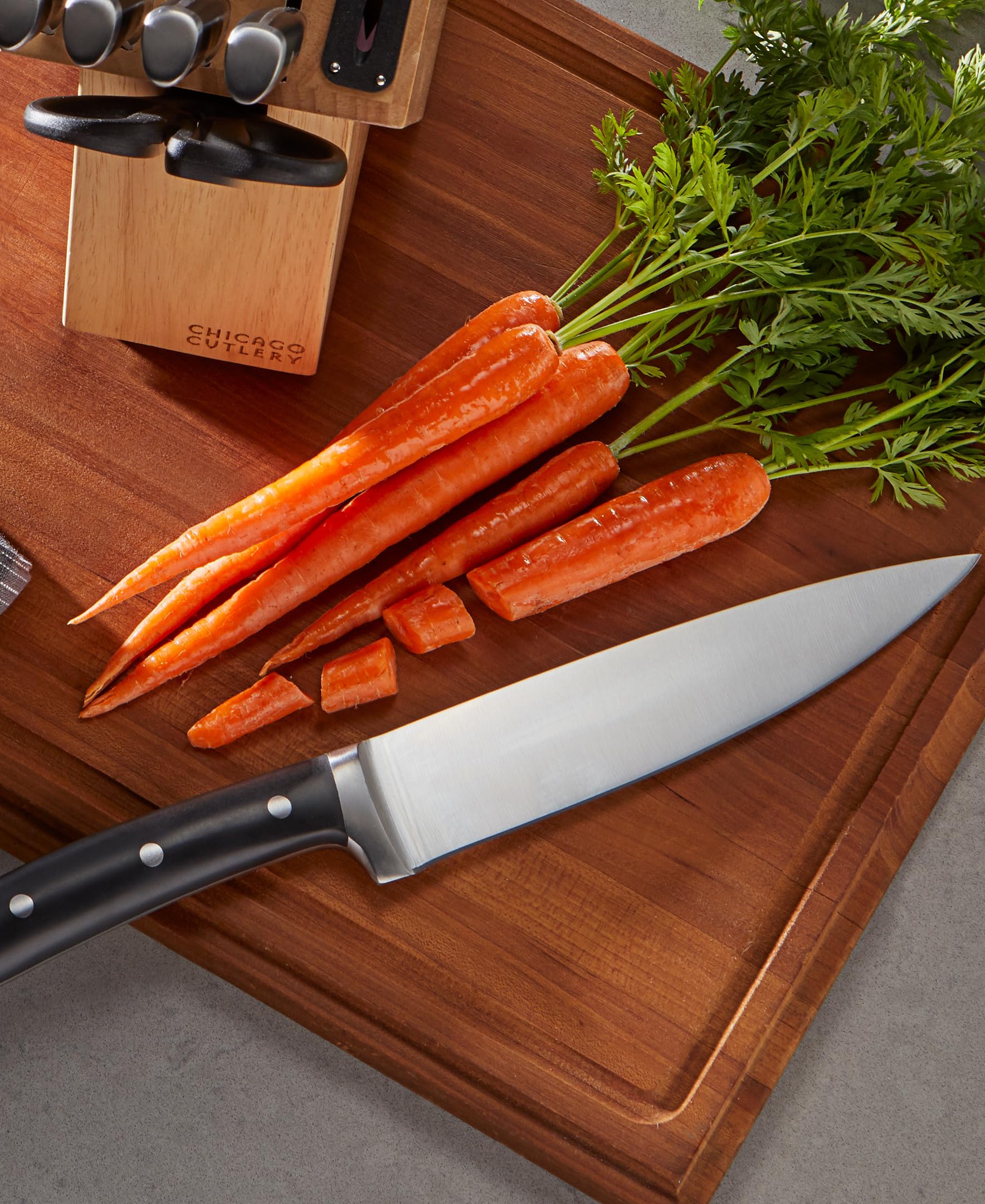 Chicago Cutlery Damen (10-PC) Built-In Sharpener Kitchen Knife Block Set with Steak Knives, Ergonomic Handles and Sharp Stainless Steel Professional Chef Knife Set