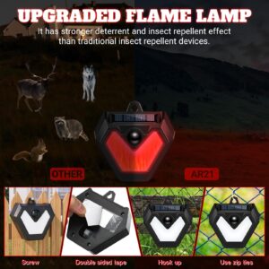 Qualirey 4 Pcs Upgraded Solar Nocturnal Animal Repeller Flickering Flame Outdoor Animal Repellent Motion Activated Coyote Deterrent Light for Skunk Deer Chicken Coop Farm Garden Yard(Red Light)