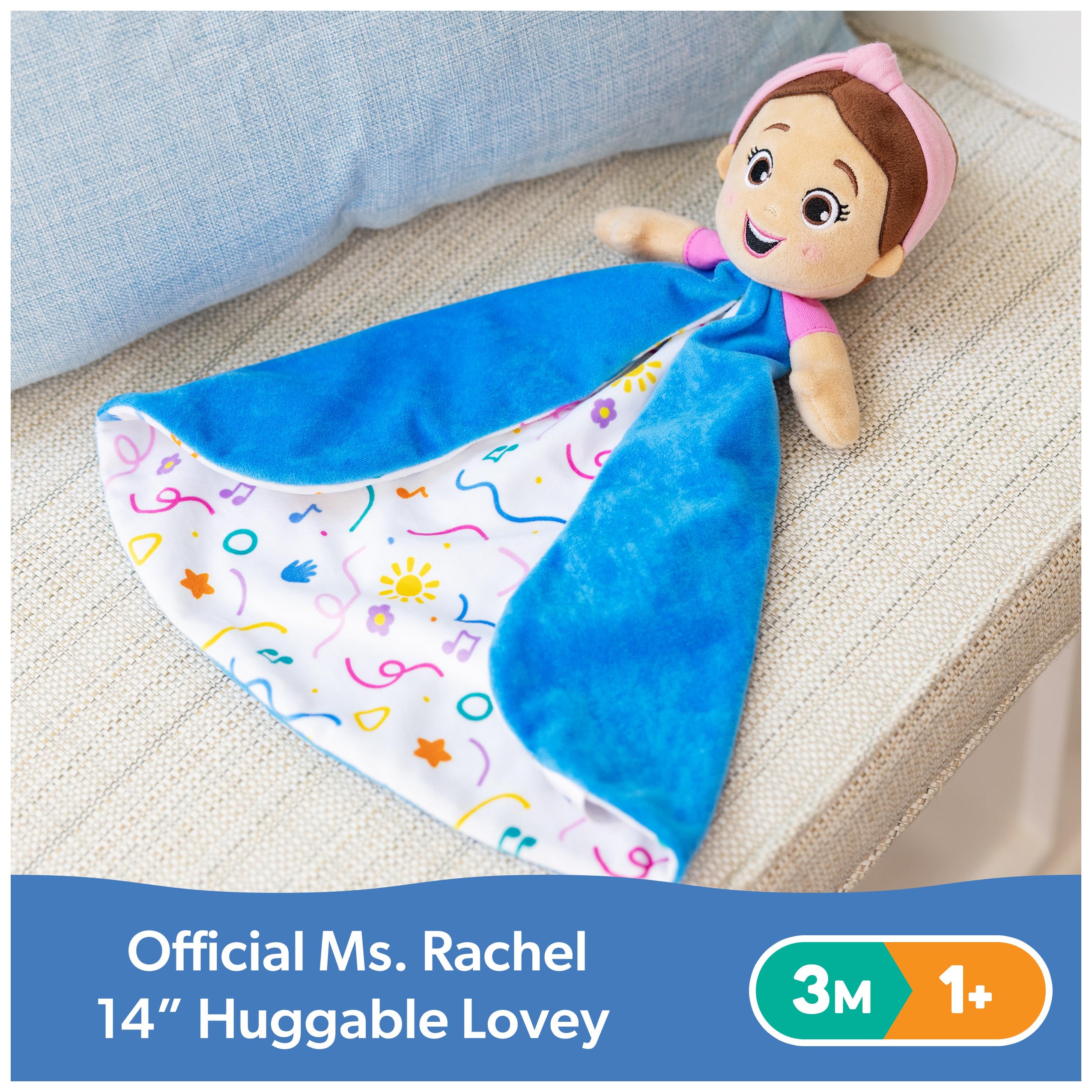 Ms. Rachel Official Huggable Lovey, Double Sided, Machine Washable Security Blankets for Babies Ages 0-1+