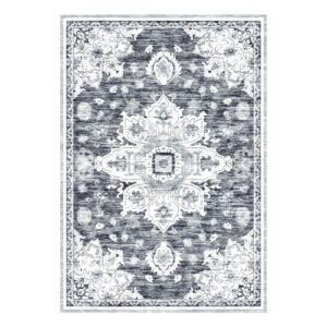 Shilucheng Area Rugs 9x12,Area Rug for Living Room,Machine Washable Area Rugs with Non Slip,Soft Low Pile Area Rug,Large Rugs Clearance (Grey/Blue)