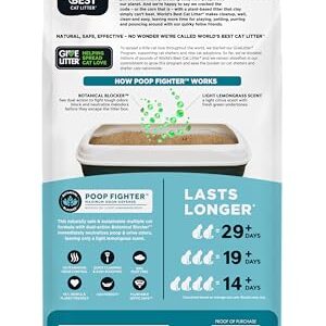 WORLD'S BEST CAT LITTER Poop Fighter Maximum Odor Defense, 15-Pounds - Natural Ingredients, Quick Clumping, Flushable, 99% Dust Free & Made in USA - Long-Lasting Odor Control & Easy Scooping