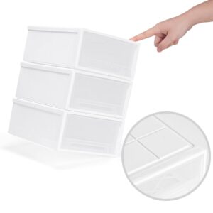 Fancial Small plastic stacked drawers, stackable storage organizer unit with sliding drawers for kitchen under sink in bedroom kitchen, kitchen craft room, dorm office