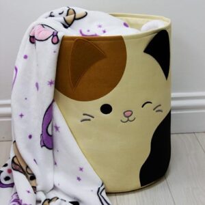 Character World Squishmallows Official Storage Bin | Cam Cat Design, Toy Box Laundry Basket | Organiser For Children's Bedroom, Kids Playroom | 38 x 31 x 31cm Cotton Canvas