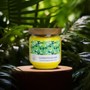 Outdoor Decorative Yellow Large Citronella Candle, 16oz, Glass, Strong Lemongrass Scented Candles, for Patio Decor, Outside Table Decor, Camping Accessories, Beautiful Candle Jars