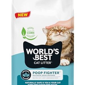 WORLD'S BEST CAT LITTER Poop Fighter Maximum Odor Defense, 15-Pounds - Natural Ingredients, Quick Clumping, Flushable, 99% Dust Free & Made in USA - Long-Lasting Odor Control & Easy Scooping