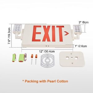 VEVOR LED Exit Sign with Emergency Lights, Two Heads Emergency Exit Light with Battery Backup, Combo Red Letter Fire Exit Lighting, Commercial Exit Signs for Business, White Housing, 6 Pack