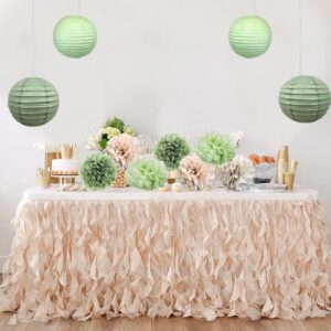 Sage Green hanging Party Decorations for Baby Bridal Shower Boho Wedding Birthday Supplies in Wall Decor with Tissue pom poms and Lanterns (Boho green)