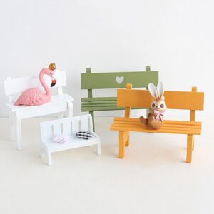 ifundom Miniature Wooden Bench Mini Wooden Bench Outdoor Wood Bench Miniature Furniture Couch Accessories Mini Bench Couch Sofa Wood Furniture Porch Chair Figurine Sofa Bench Miniature Chair