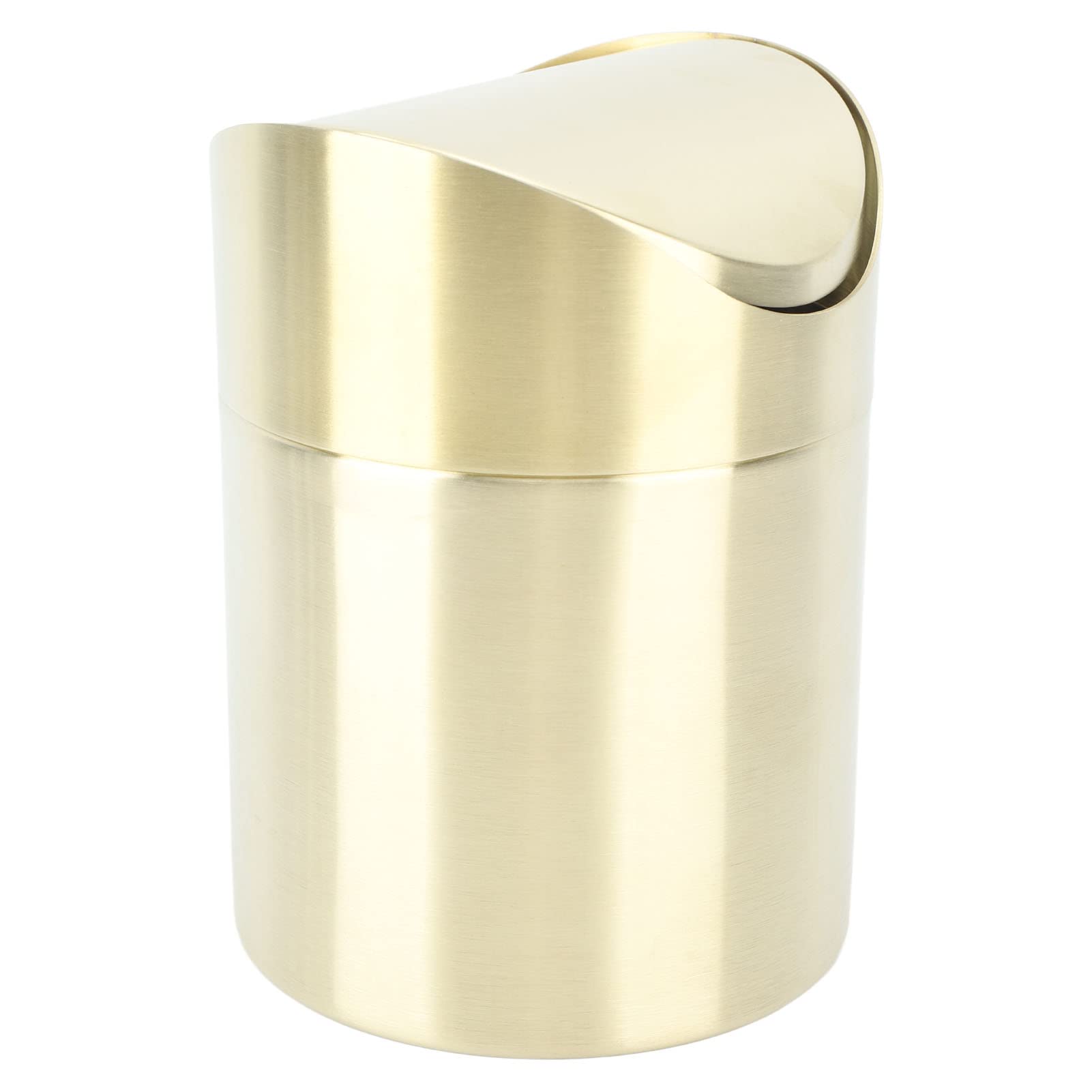 JTLB Compact Desktop Trash Can, 304 Stainless Steel, Fingerprint Proof, Space Saving Mini Countertop Wastebasket for Office, Gold Colored