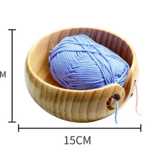 TEMU-SC Wooden Yarn Bowl for Crocheting, Crochet Bowls for Yarn, Knitting Bowl(Without Cover)(Pine Wood)(15 * 8cm)